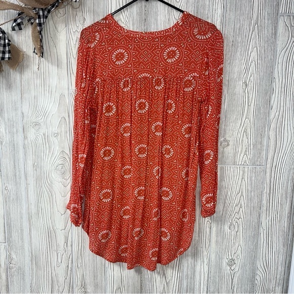 Lucky Brand Bohemian Orange button up Blouse size small - Picture 5 of 6